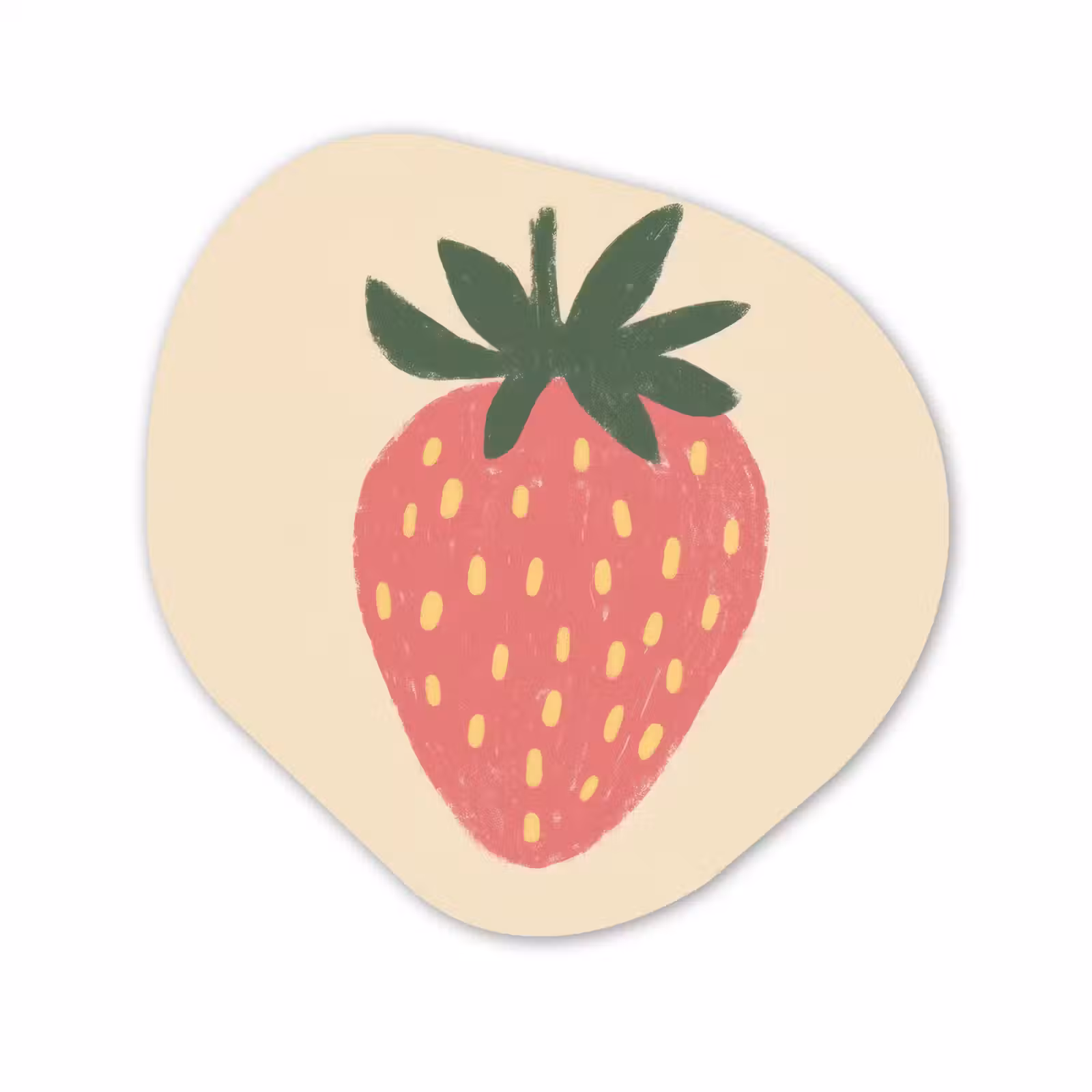 Organisch schilderij - Glas - Aardbei - Minimalistisch - Rood - Fruit — 1