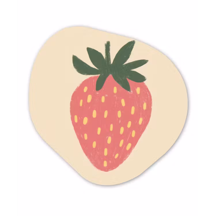 Organisch schilderij - Glas - Aardbei - Minimalistisch - Rood - Fruit — 1