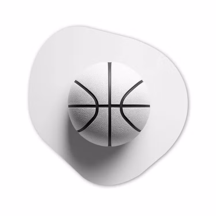 Organisch schilderij - Glas - Basketbal - Wit - Schaduw - Lijnen — 1