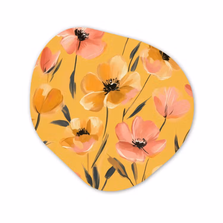 Organisch schilderij - Glas - Bloemen - Geschilderd - Geel — 1