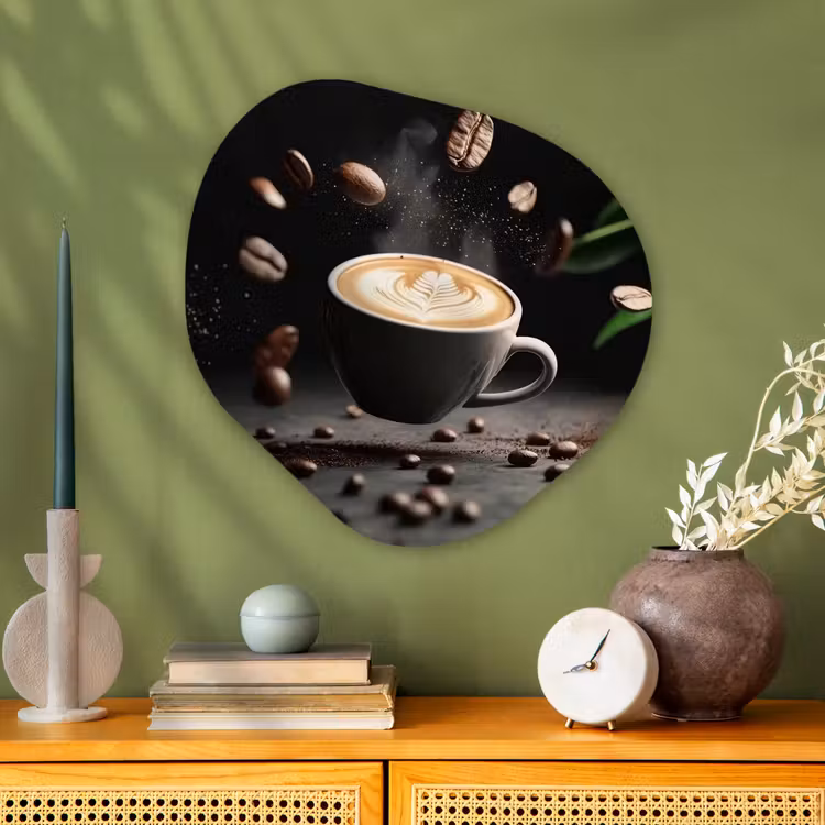 Organisch schilderij - Glas - Cappuccino - Kop - Bonen - Bruin — 2
