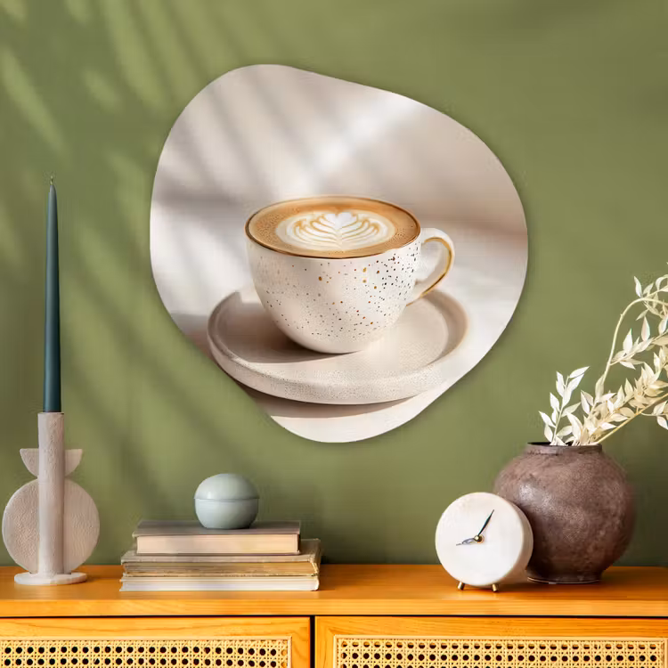 Organisch schilderij - Glas - Cappuccino - Schuim - Schotel - Beige — 2