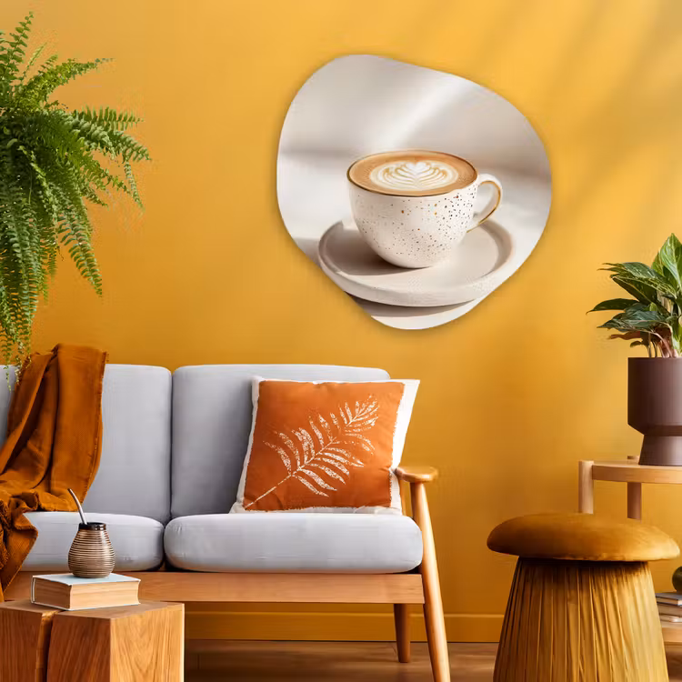 Organisch schilderij - Glas - Cappuccino - Schuim - Schotel - Beige — 3