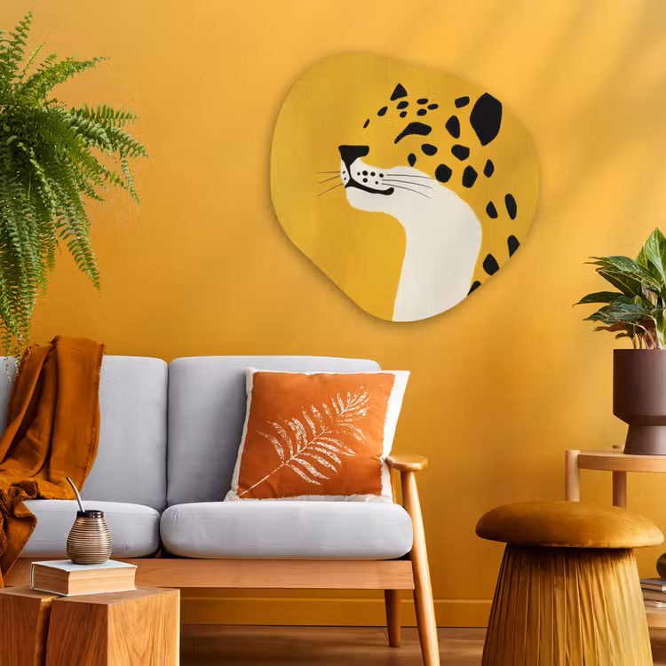 Organisch schilderij - Glas - Cheetah - Illustratie - Geel — 3