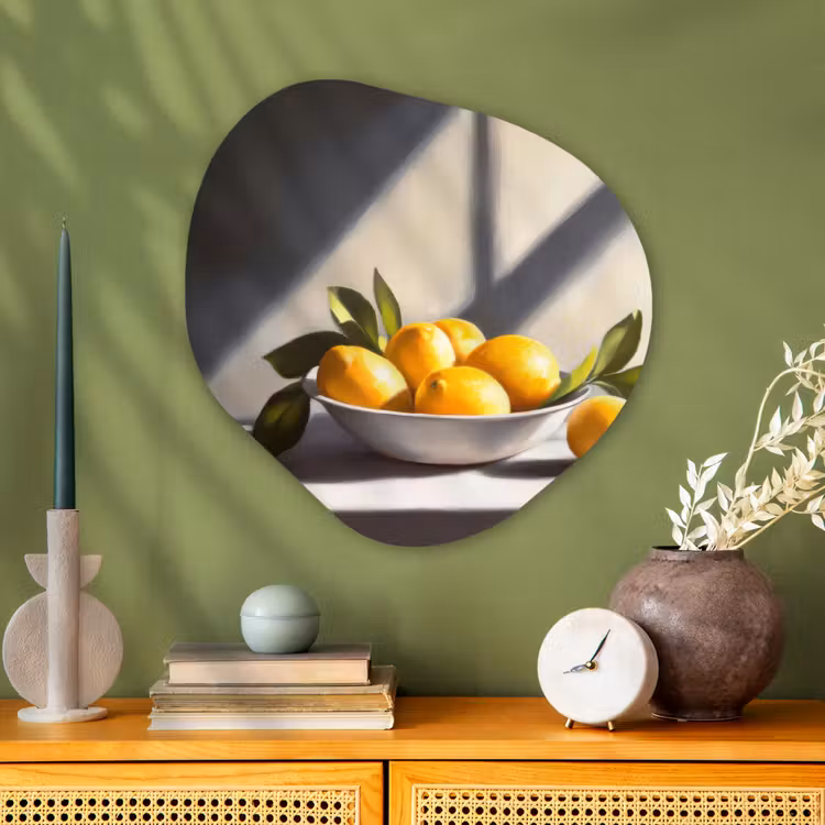 Organisch schilderij - Glas - Citroenen - Stilleven - Geel — 2