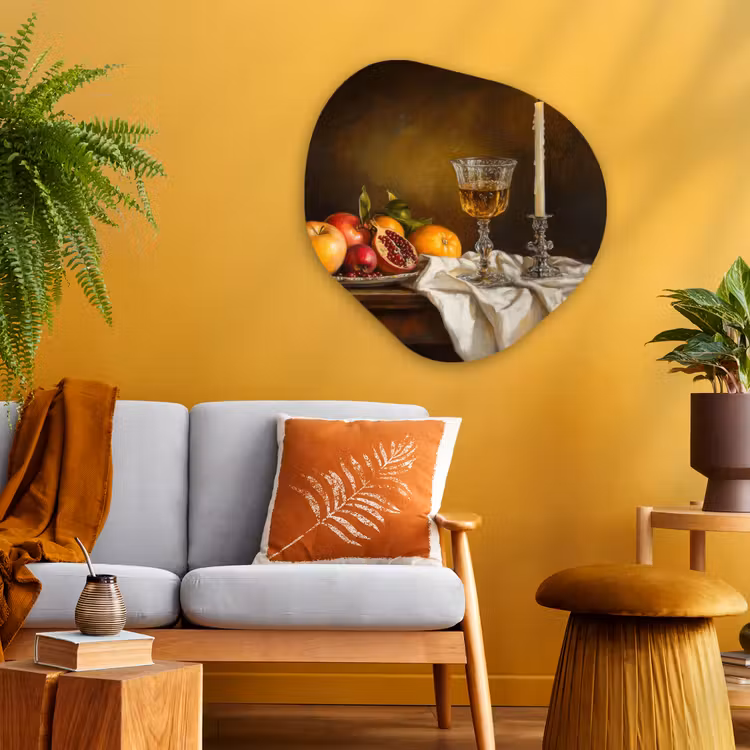 Organisch schilderij - Glas - Fruit -  Stilleven - Wijn - Kaars — 3