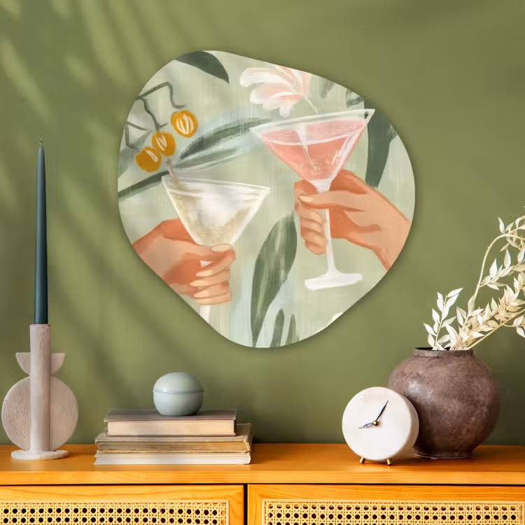 Organisch schilderij - Glas - Glazen - Proosten - Bladeren - Groen — 2
