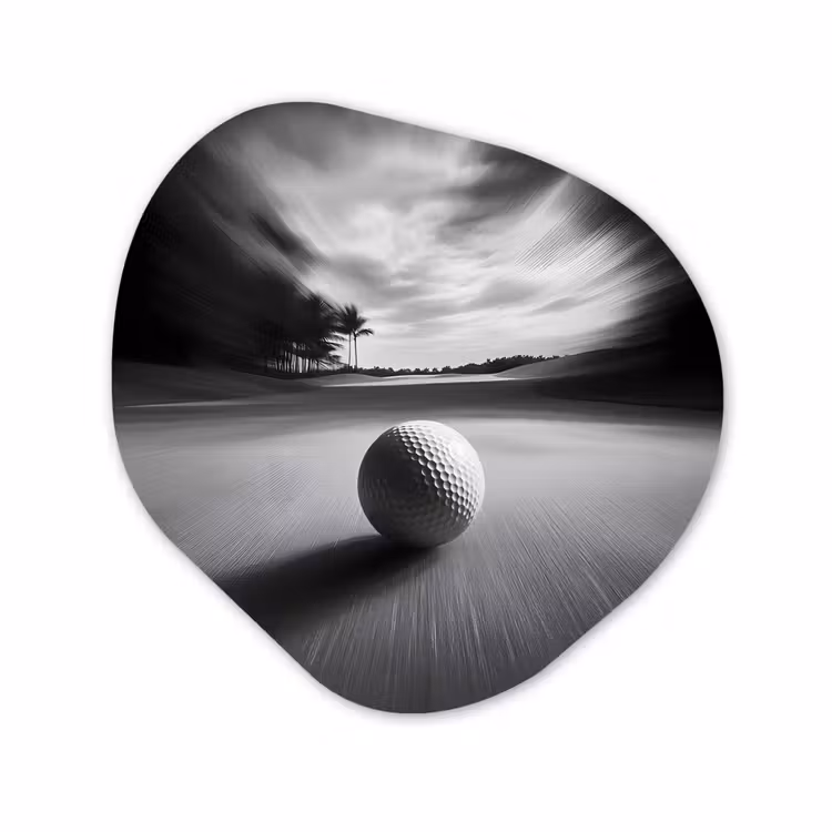 Organisch schilderij - Glas - Golfbal - Wazig - Zwart — 1