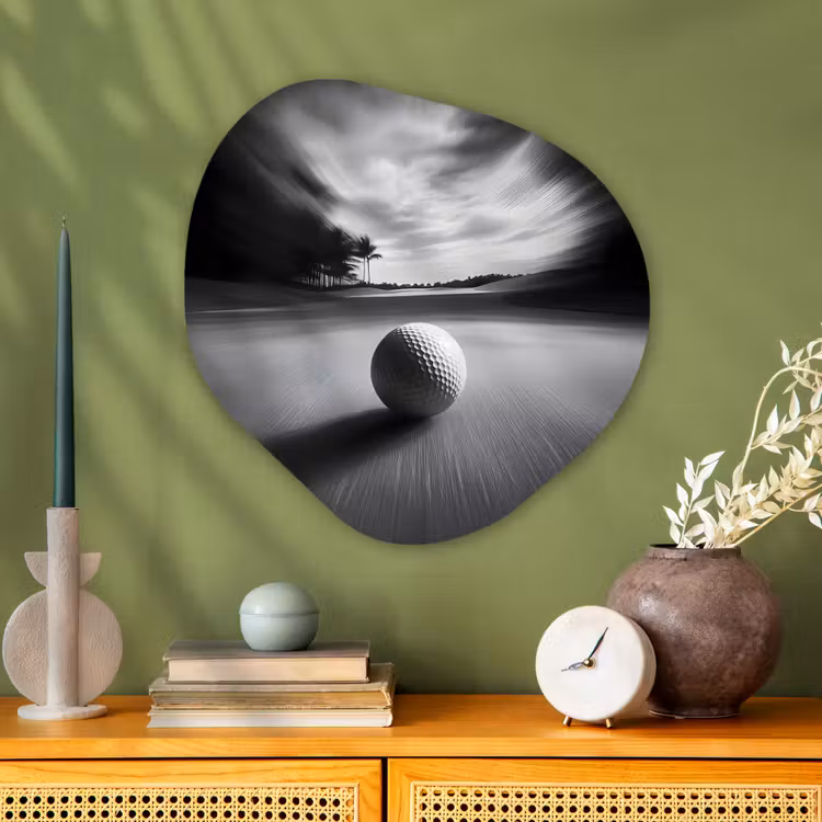 Organisch schilderij - Glas - Golfbal - Wazig - Zwart — 2