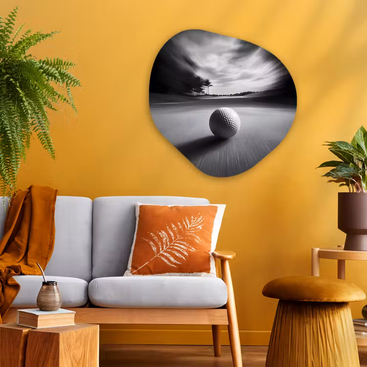 Organisch schilderij - Glas - Golfbal - Wazig - Zwart — 3