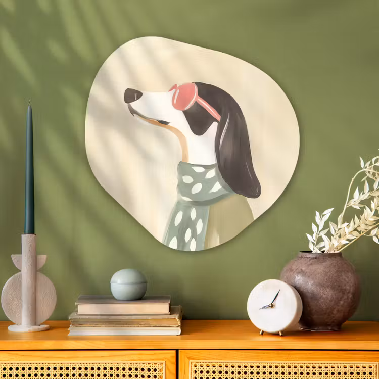 Organisch schilderij - Glas - Hond - Zonnebril - Sjaal — 2