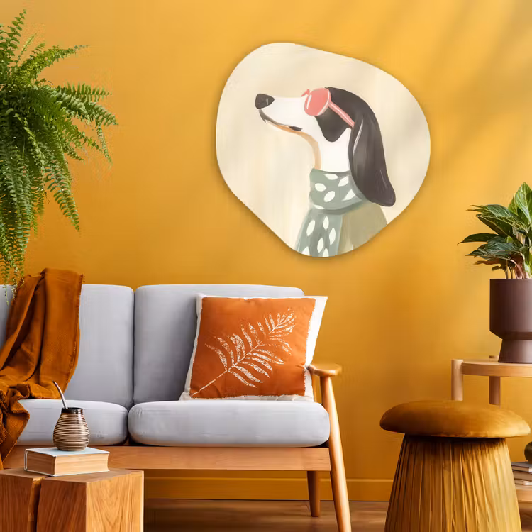Organisch schilderij - Glas - Hond - Zonnebril - Sjaal — 3