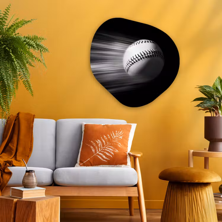 Organisch schilderij - Glas - Honkbal - Wit - Vliegt — 3