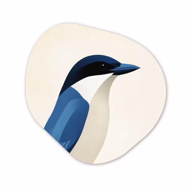 Organisch schilderij - Glas - Illustratie - Blauw - Vogel — 1
