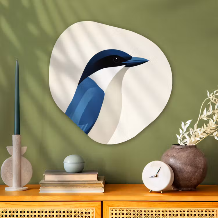 Organisch schilderij - Glas - Illustratie - Blauw - Vogel — 2