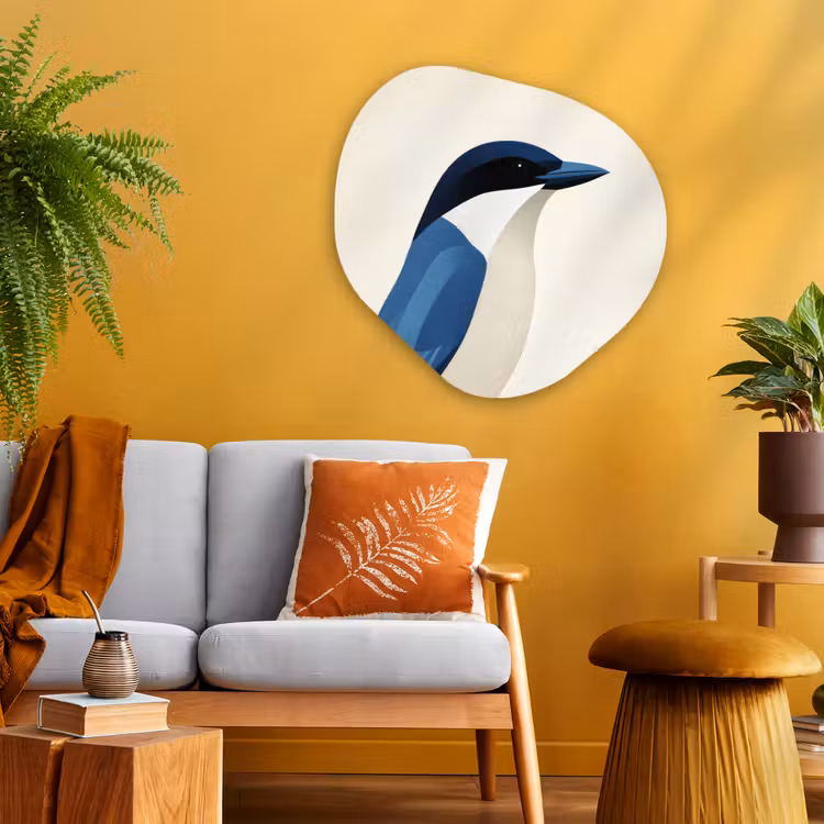 Organisch schilderij - Glas - Illustratie - Blauw - Vogel — 3