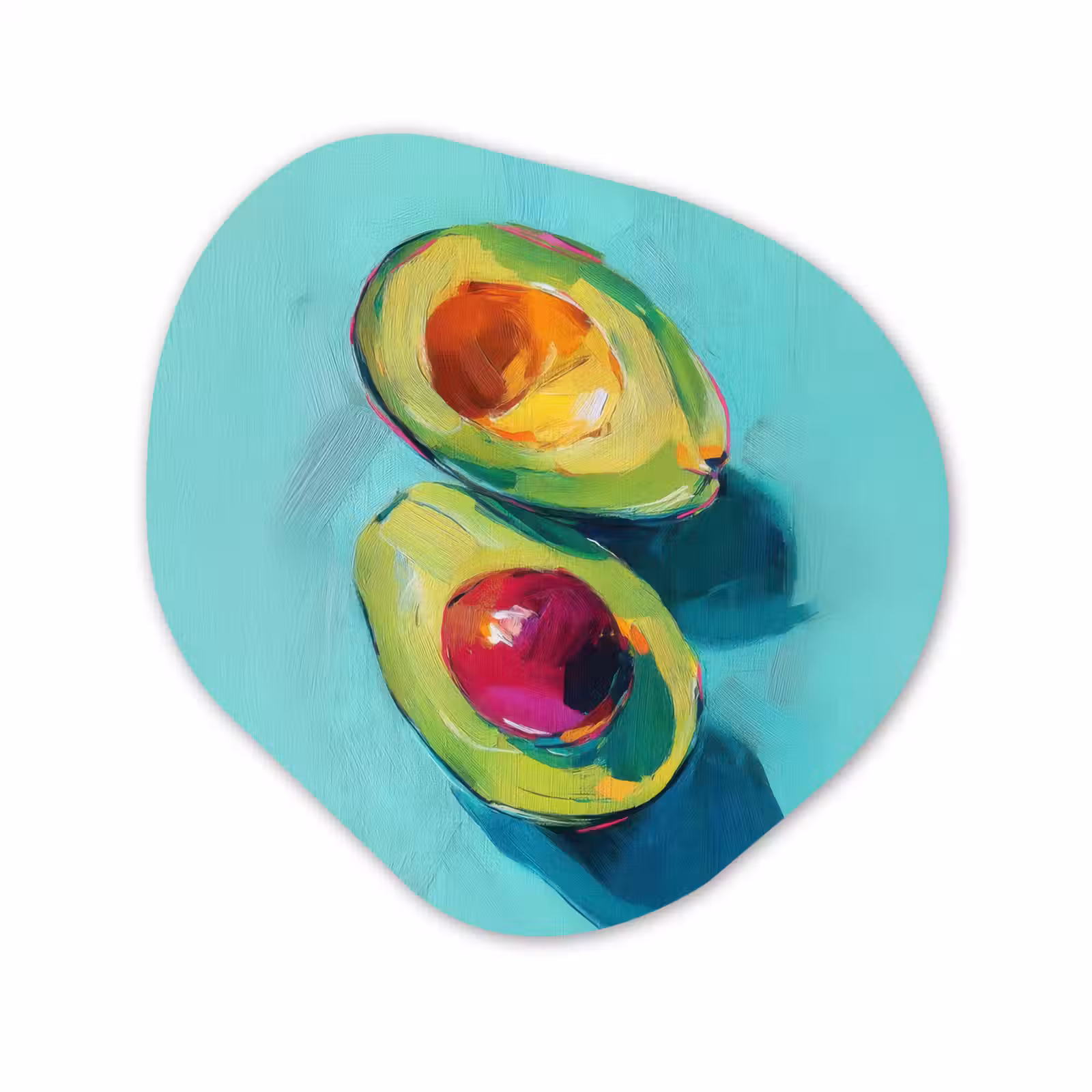 Organisch schilderij - Glas - Avocado - Groen - Pit - Schaduw — 1