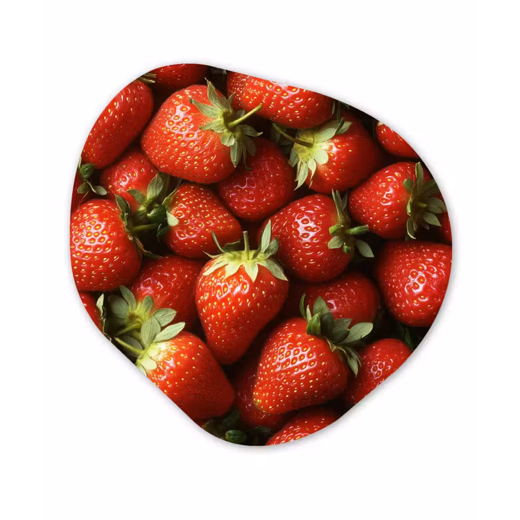 Organisch schilderij - Glas - Aardbei - Fruit - Rood — 1