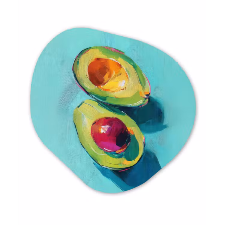 Organisch schilderij - Glas - Avocado - Groen - Pit - Schaduw — 1