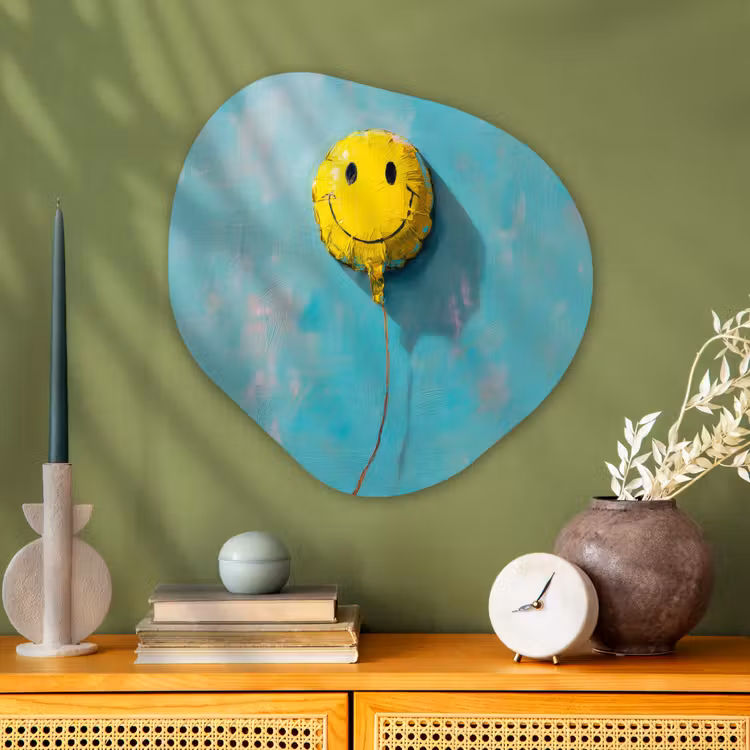 Organisch schilderij - Glas - Ballon - Geel - Smiley — 2