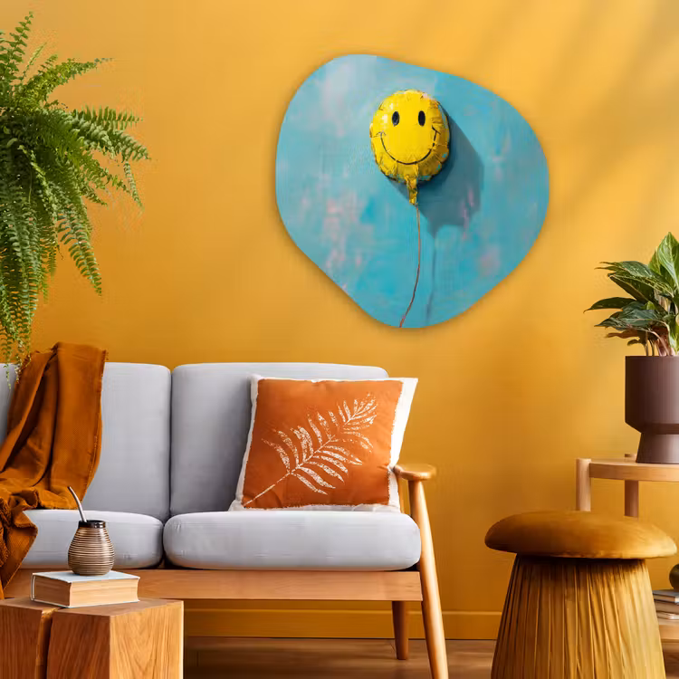 Organisch schilderij - Glas - Ballon - Geel - Smiley — 3
