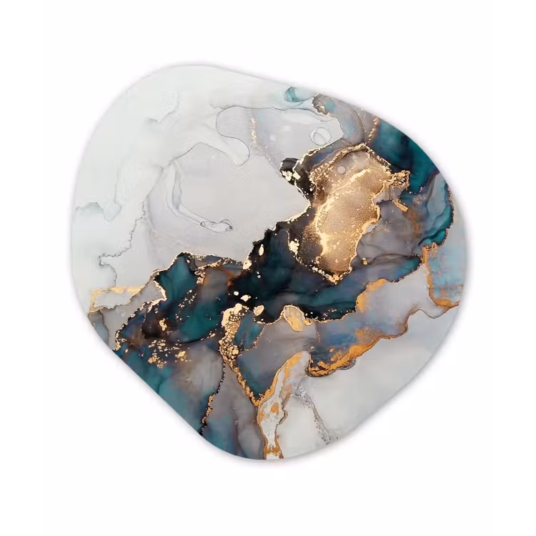 Organisch schilderij - Forex - Blauw - Marmer - Goud — 1