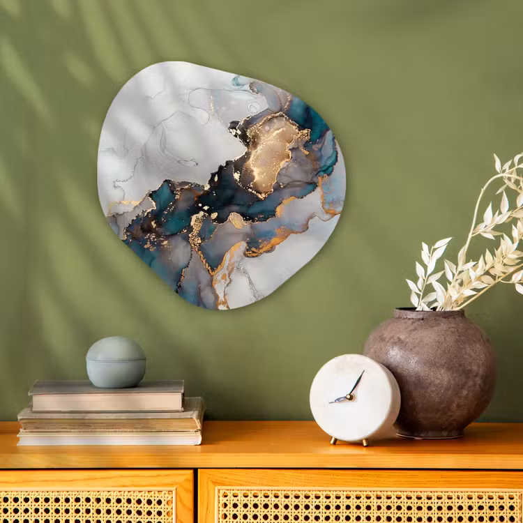 Organisch schilderij - Forex - Blauw - Marmer - Goud — 2
