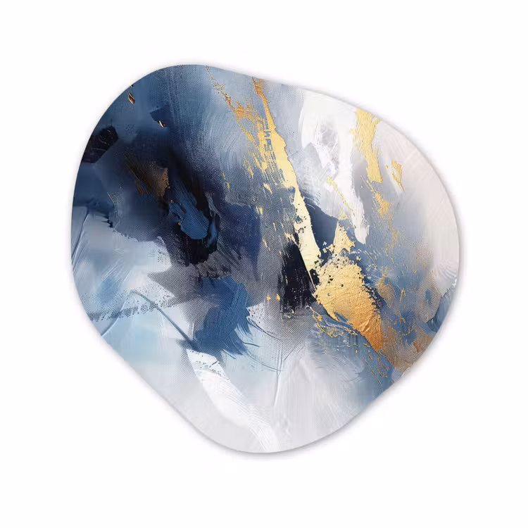 Organisch schilderij - Forex - Blauw - Modern - Marmer - Abstract - Goud — 1
