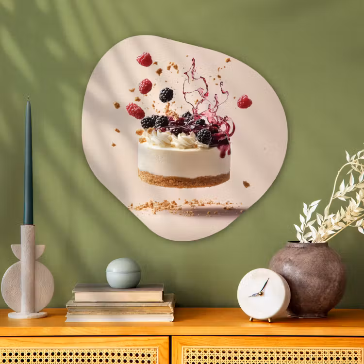 Organisch schilderij - Glas - Cheesecake - Eten - Roze - Taart — 2
