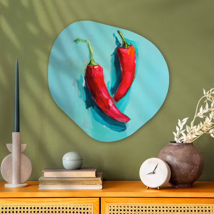 Organisch schilderij - Glas - Chilipepers - Geverfd - Rood — 2