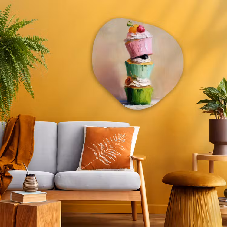 Organisch schilderij - Glas - Cupcakes - Gestapeld - Kleurrijk - Fruit — 3