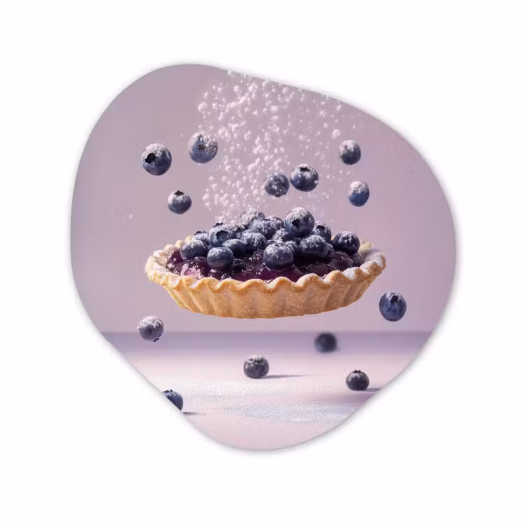 Organisch schilderij - Glas - Eten - Taart - Bessen - Blauw — 1