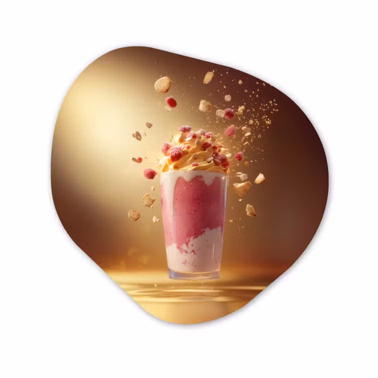 Organisch schilderij - Glas - Framboos - Smoothie - Drinken - Roze — 1