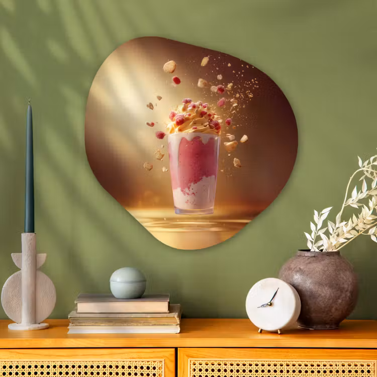 Organisch schilderij - Glas - Framboos - Smoothie - Drinken - Roze — 2