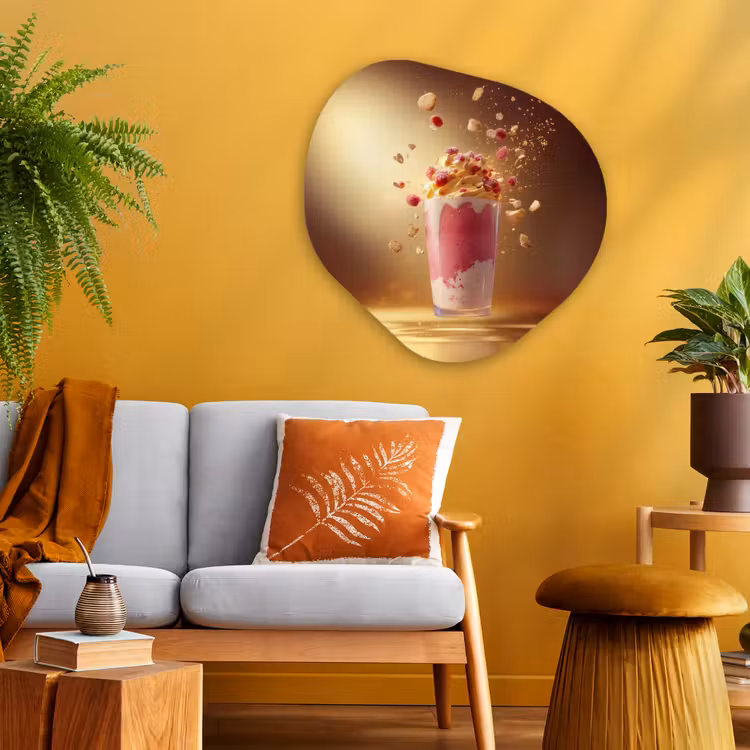 Organisch schilderij - Glas - Framboos - Smoothie - Drinken - Roze — 3