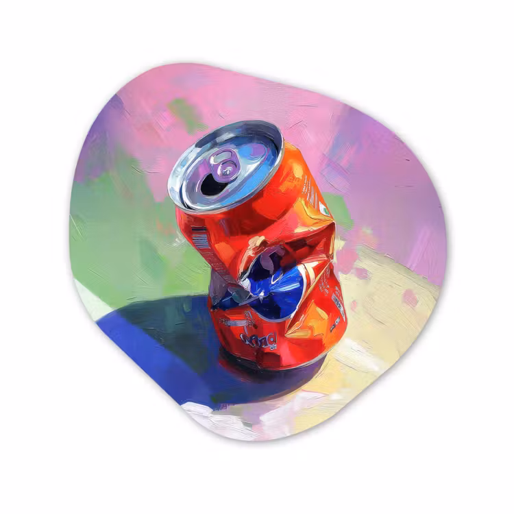 Organisch schilderij - Glas - Frisdrank - Blik - Paars — 1