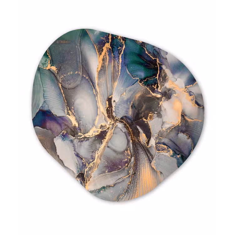 Organisch schilderij - Forex - Goud - Blauw - Marmer — 1