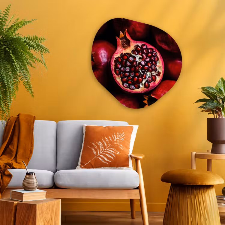 Organisch schilderij - Glas - Granaatappel - Rood - Fruit — 3