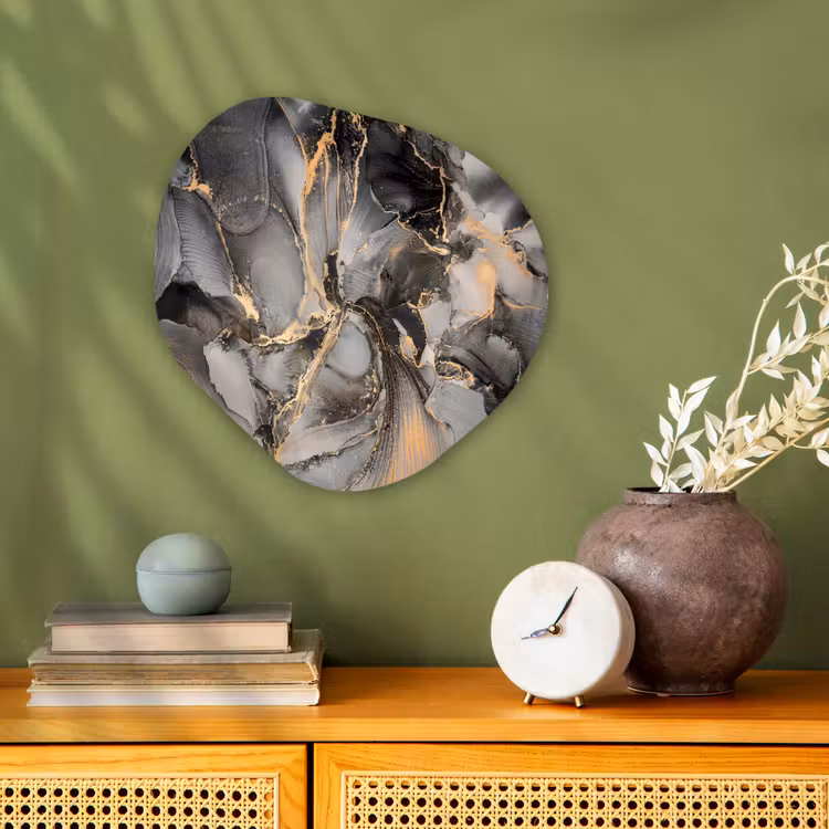 Organisch schilderij - Forex - Grijs - Luxe - Goud - Marmer — 2