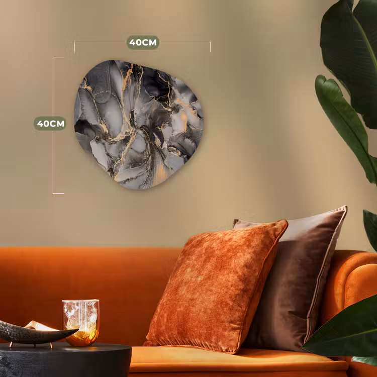 Organisch schilderij - Forex - Grijs - Luxe - Goud - Marmer — 4