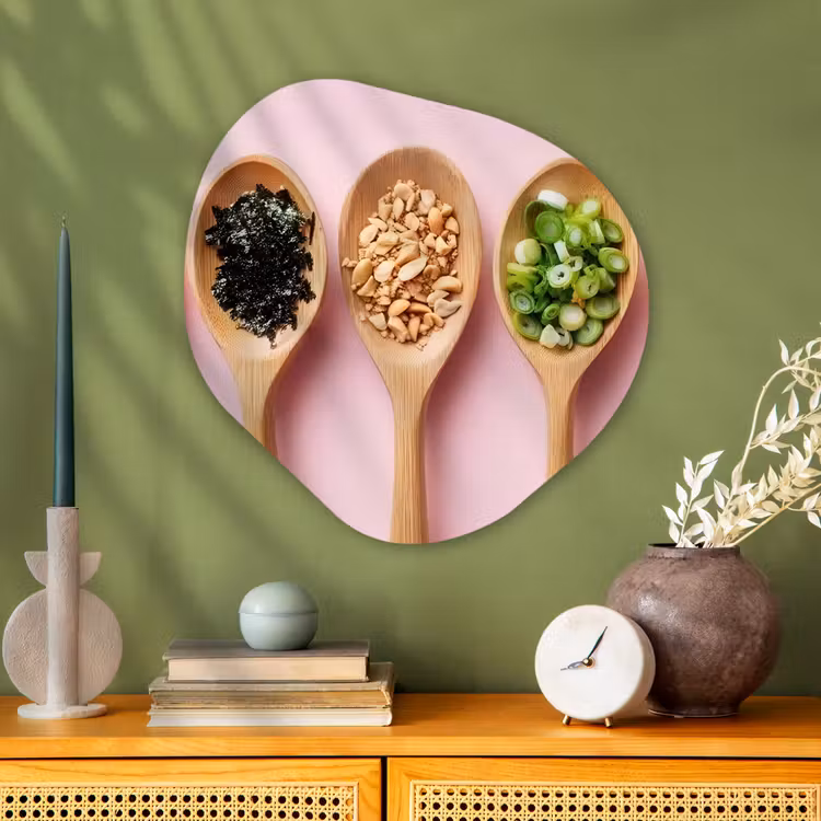 Organisch schilderij - Glas - Ingrediënten - Lepels - Hout - Roze — 2