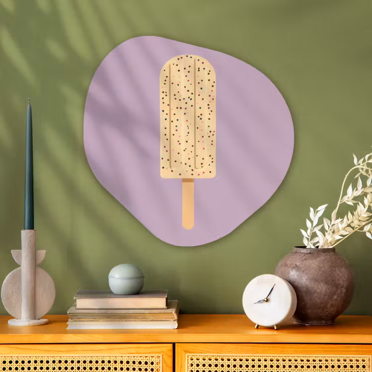 Organisch schilderij - Glas - Beige - Ijsje - Spikkels — 2
