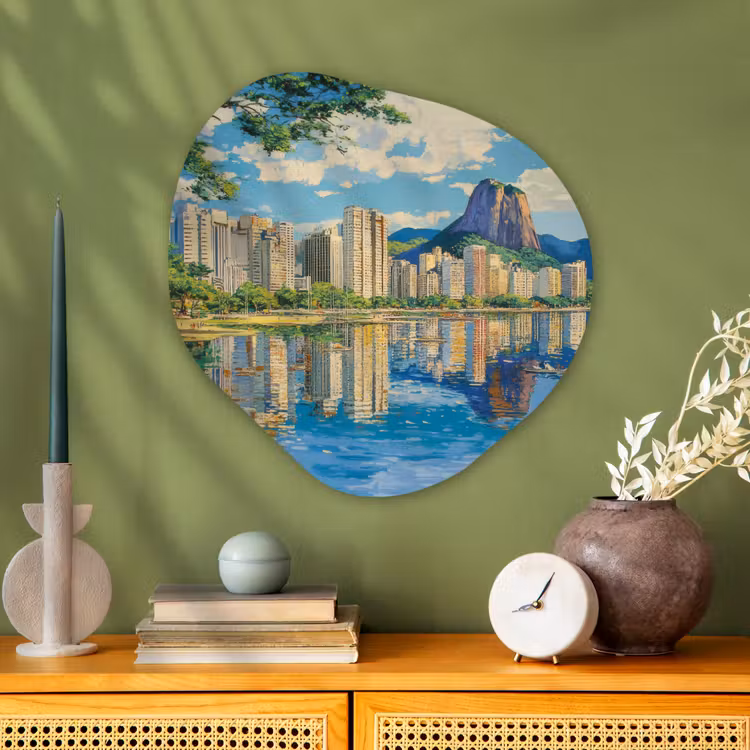 Organisch schilderij - Glas - Berg - Skyline - Strand - Water — 2