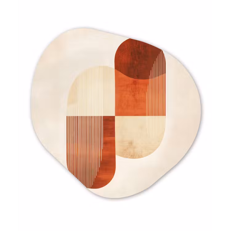 Organisch schilderij - Glas - Bogen - Beige - Vormen — 1