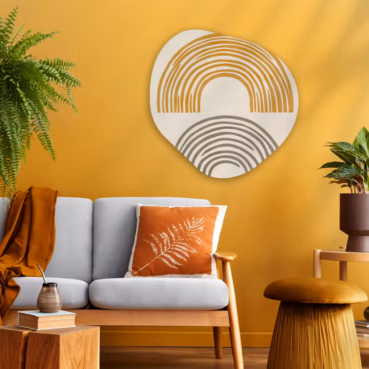 Organisch schilderij - Glas - Bogen - Lijnen - Oranje - Minimalistisch — 3