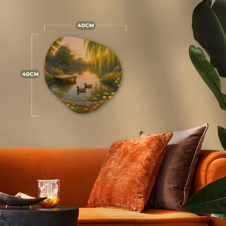 Organisch schilderij - Forex - Eenden - Vijver - Bloemen — 4