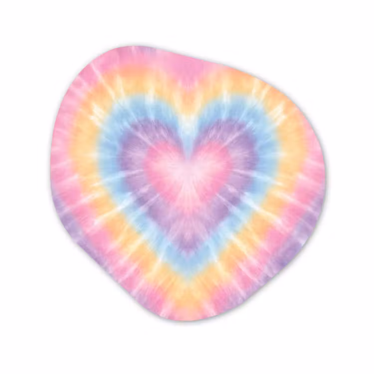 Organisch schilderij - Forex - Hartvorm - Pastelkleuren - Tie Dye — 1