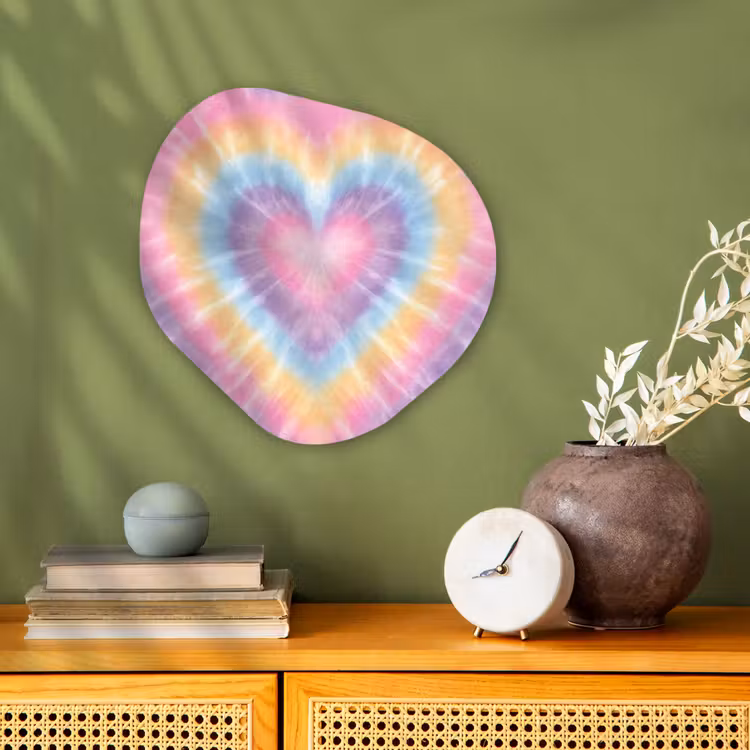 Organisch schilderij - Forex - Hartvorm - Pastelkleuren - Tie Dye — 2
