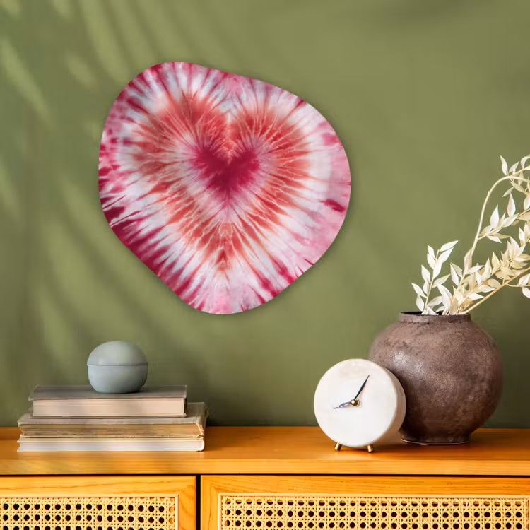 Organisch schilderij - Forex - Hartvorm - Roze - Tie dye — 2