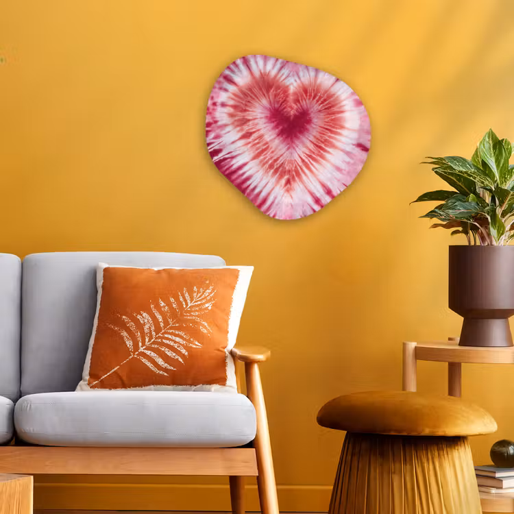 Organisch schilderij - Forex - Hartvorm - Roze - Tie dye — 3